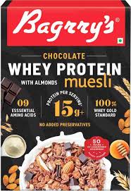 Bagrry's Whey Protein Chocolate Muesli with Almonds (100% Whole Oats) Box  (500 g)